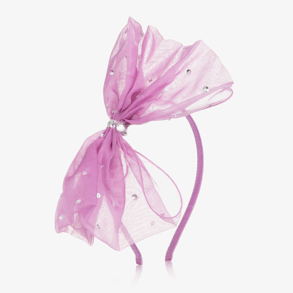 Tutu du Monde - Girls Purple Organza Bow Hairband | Childrensalon