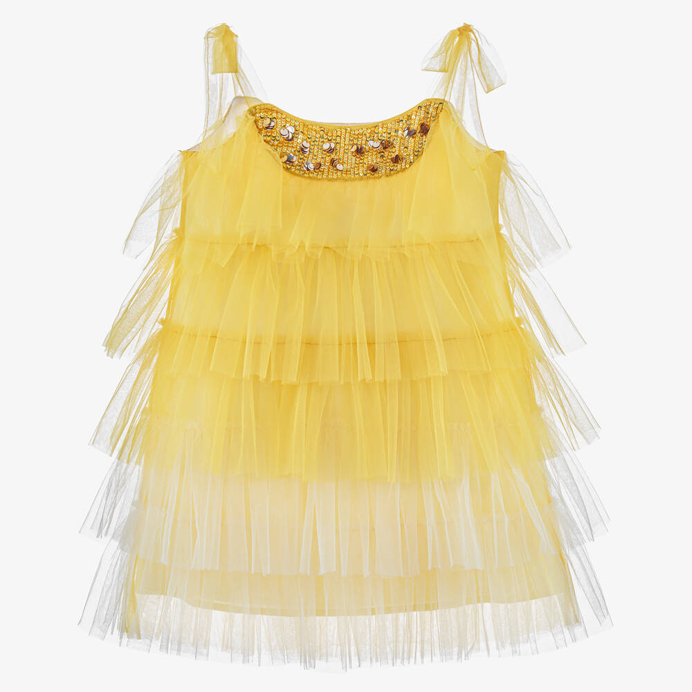 Tutu du Monde - فستان تول لون أصفر مزين بترتر | Childrensalon