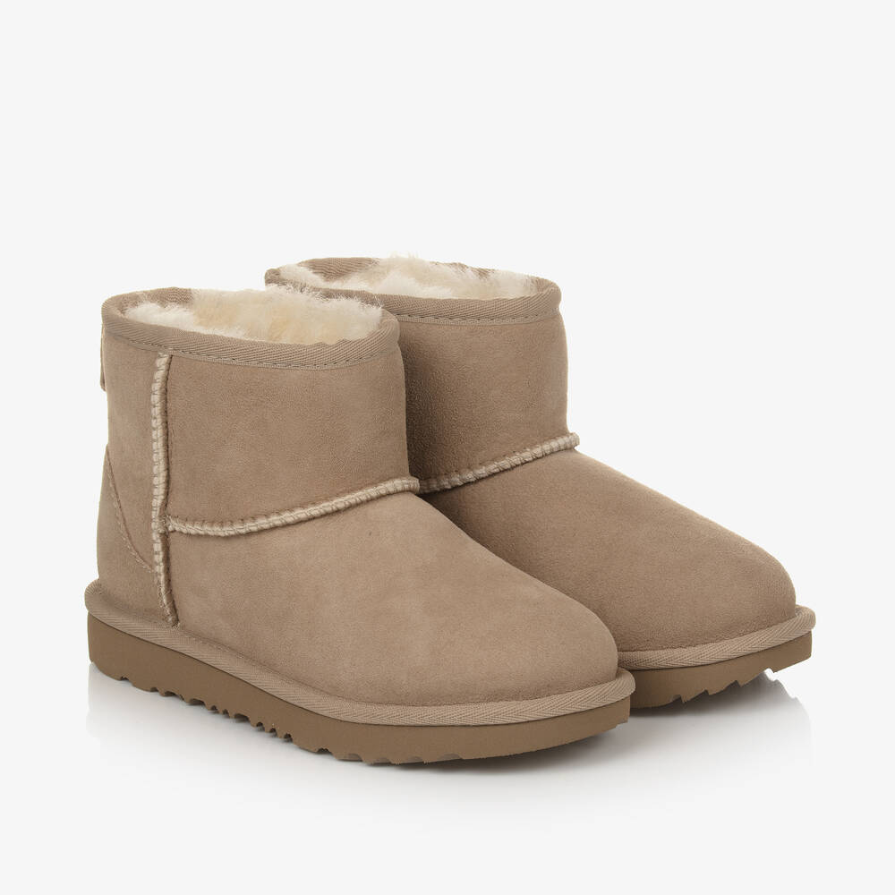 UGG - Beige Classic Mini II Suede Leather Boots | Childrensalon