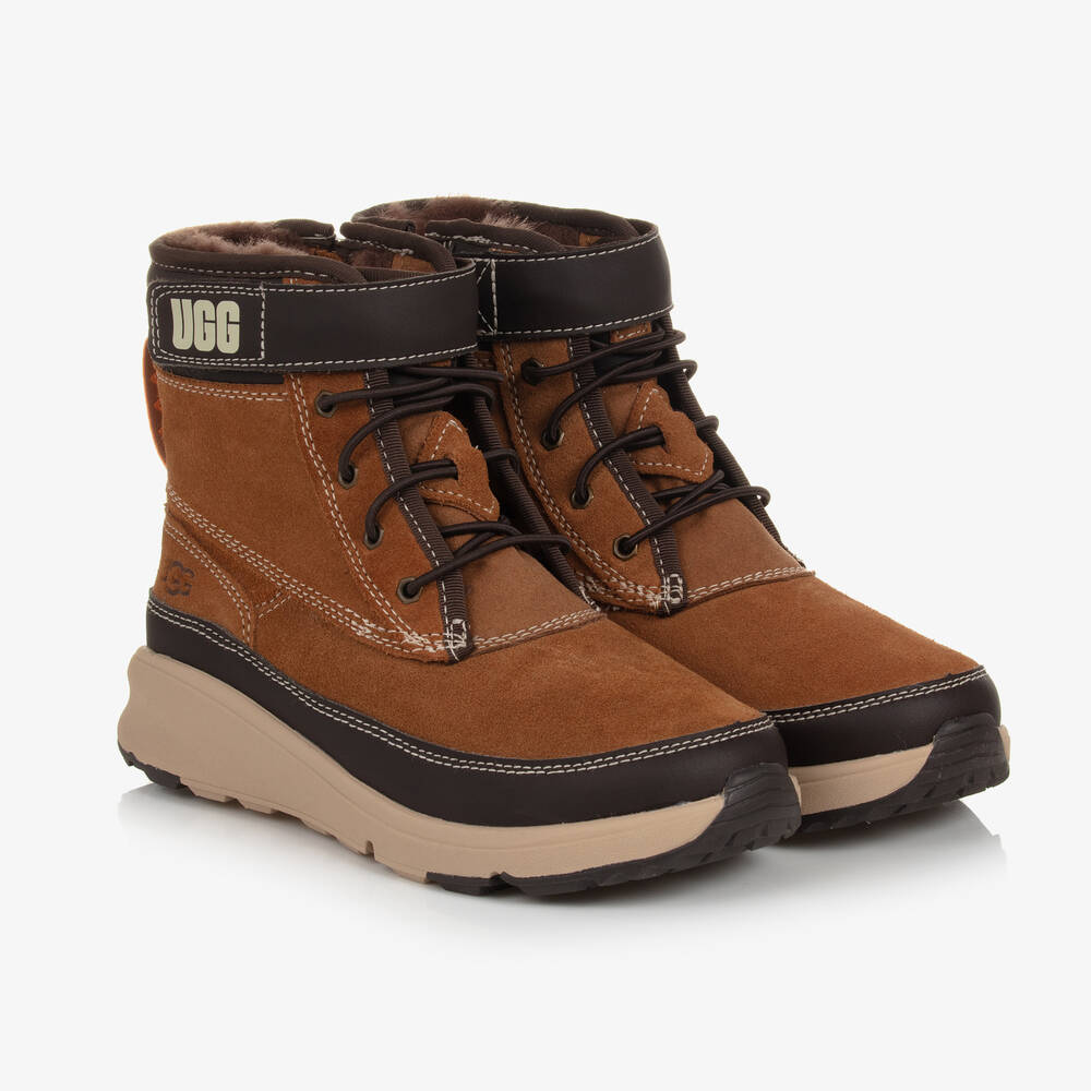 UGG - Boys Chestnut Brown Suede Leather Boots | Childrensalon