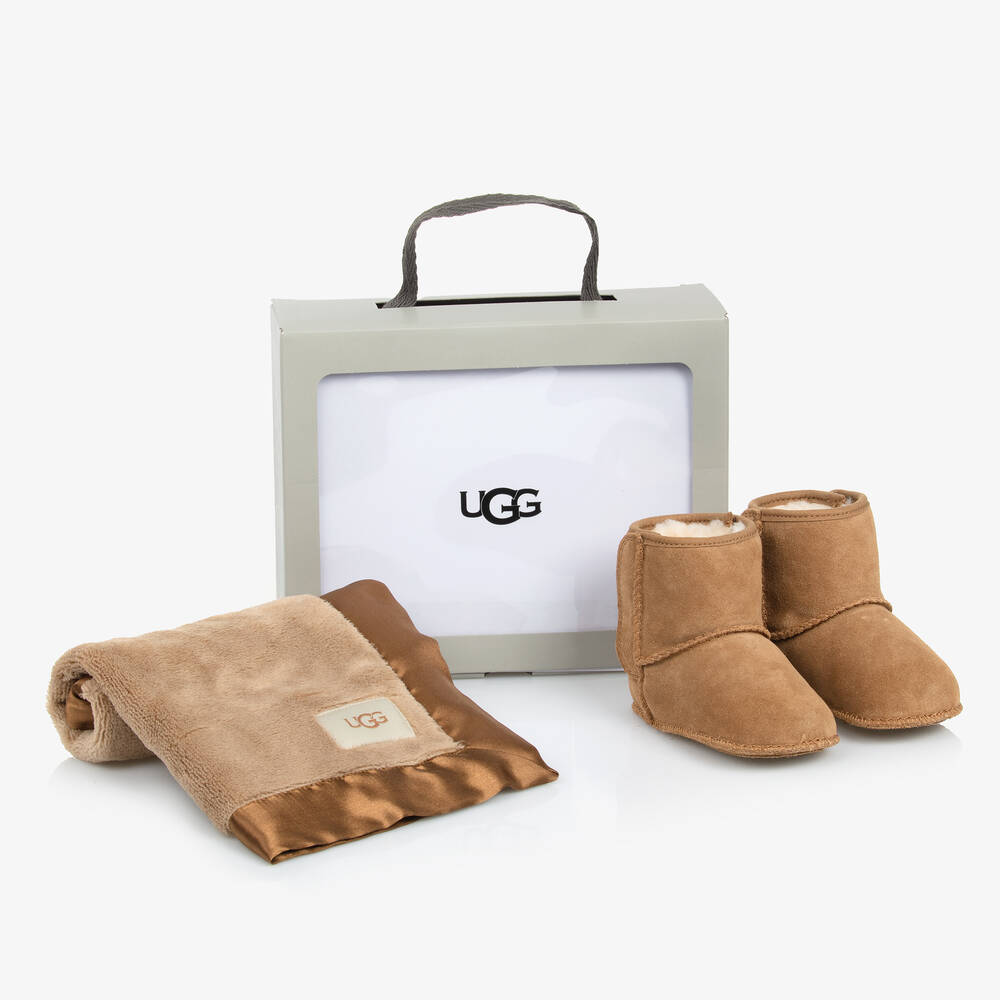 UGG - Brown Baby Boots & Doudou Gift Set | Childrensalon