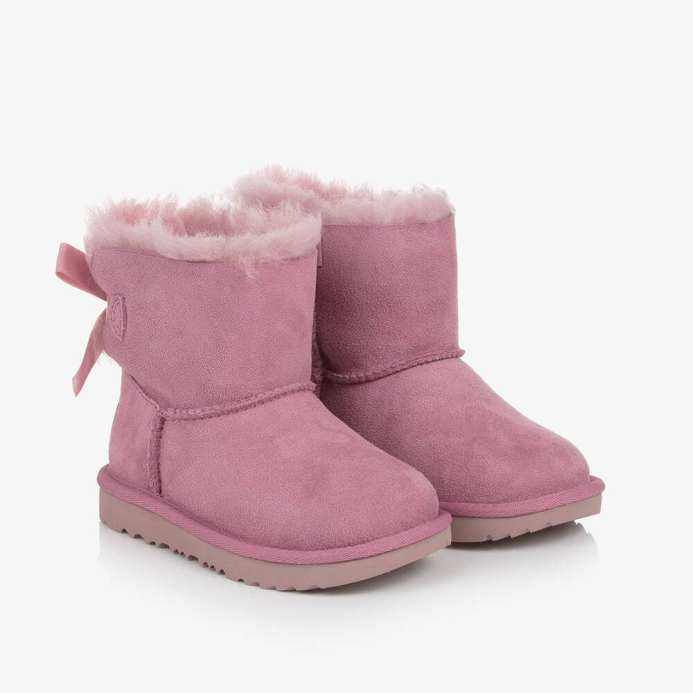 UGG - Junior Girls Pink Suede Bow Boots | Childrensalon