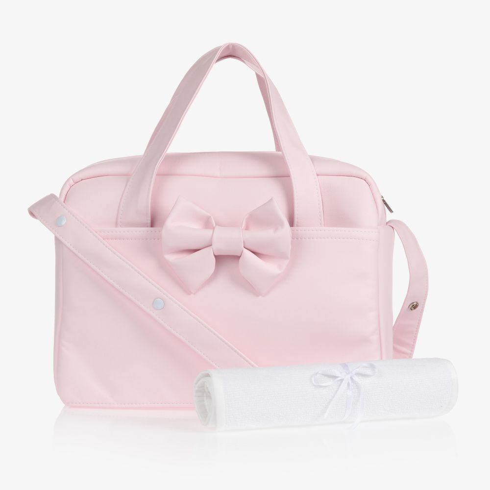 Uzturre - Розовая пеленальная сумка с бантиком (38см) | Childrensalon