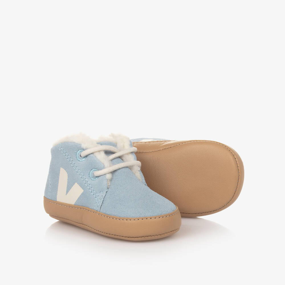 VEJA - Baby Boys Blue Suede Pre-Walker Shoes | Childrensalon