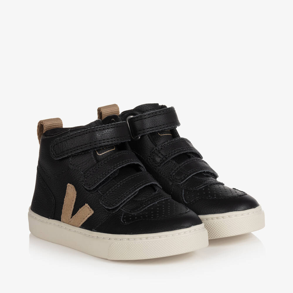 VEJA - Schwarze Klett-Sneakers aus Leder | Childrensalon