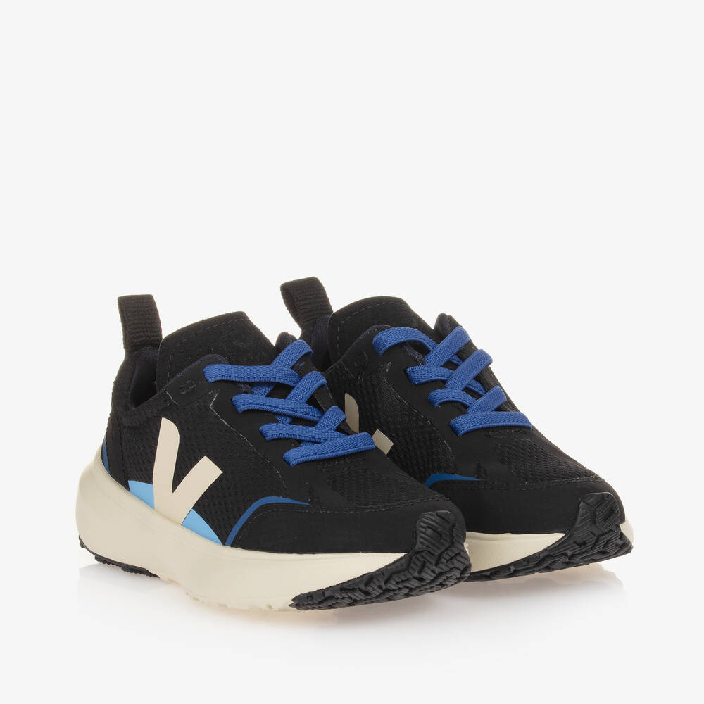 VEJA - Boys Black & Ivory V Canary Alveomesh Trainers | Childrensalon