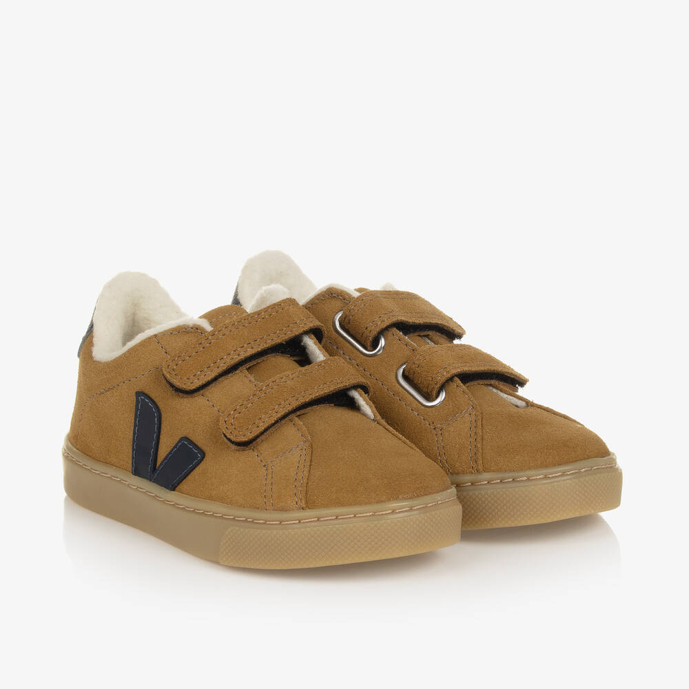 VEJA - Brown Suede Leather Esplar Trainers | Childrensalon