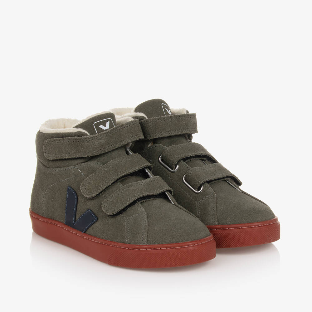 VEJA - حذاء رياضي جلد شامواه لون أخضر  | Childrensalon