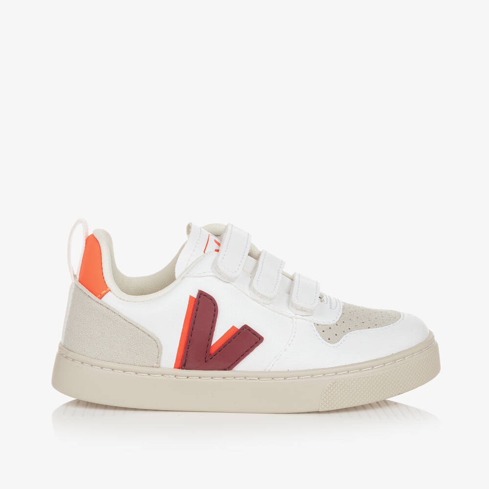 Veja White & Red Faux Leather V-10 Trainers