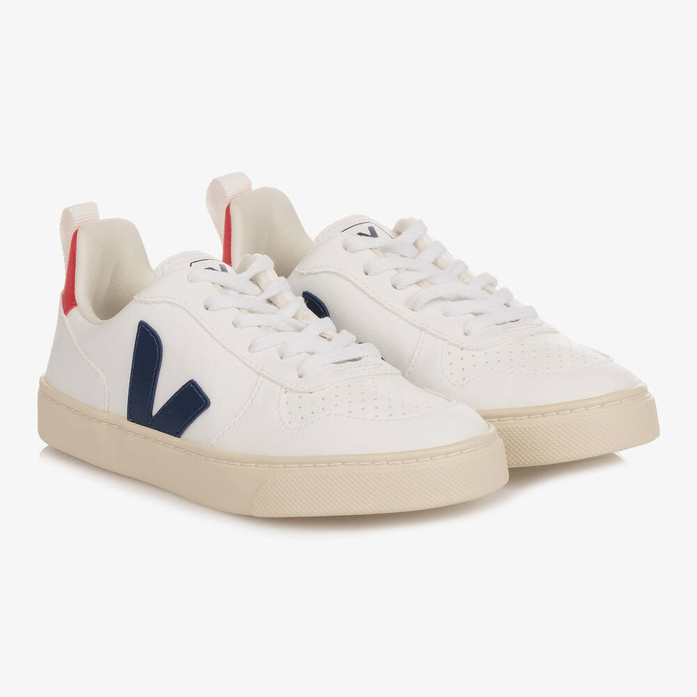Veja Kids' White V-10 Lace-up Sneakers
