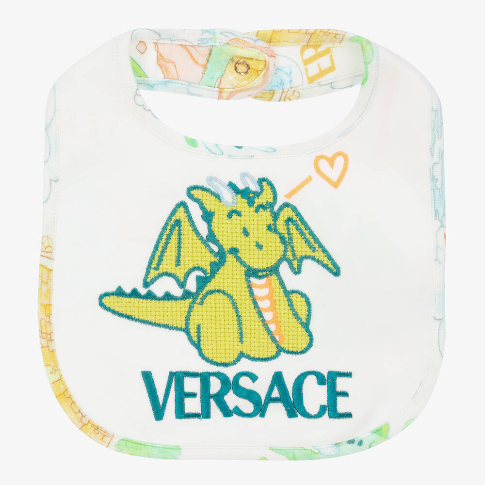 Versace - Bavoir bleu dragon bébé garçon | Childrensalon