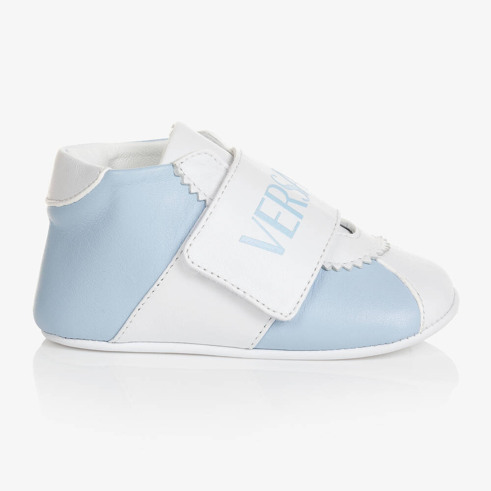 Versace Baby Boys Blue Leather Pre-walker Shoes