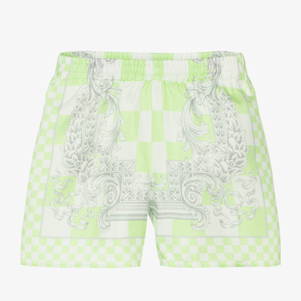 Versace - Baby Boys Green Barocco Silk Shorts | Childrensalon
