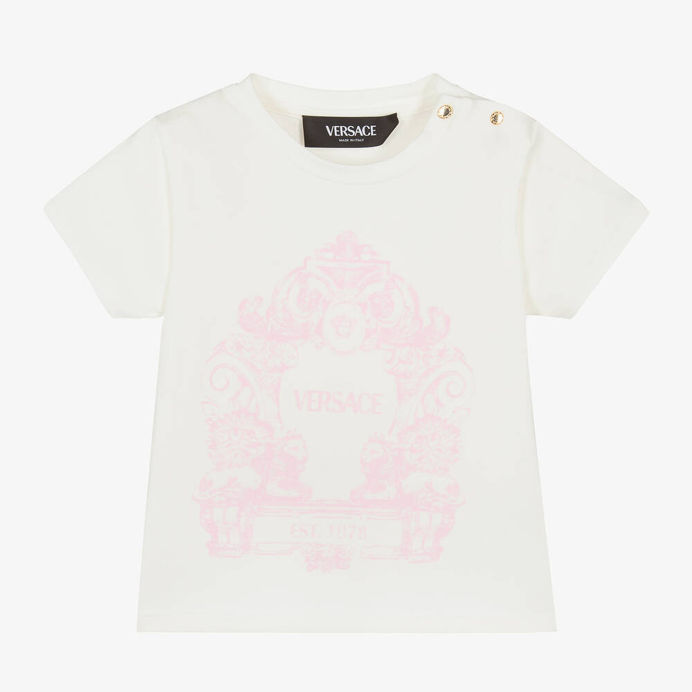 Versace - T-shirt ivoire Cartouche bébé fille | Childrensalon