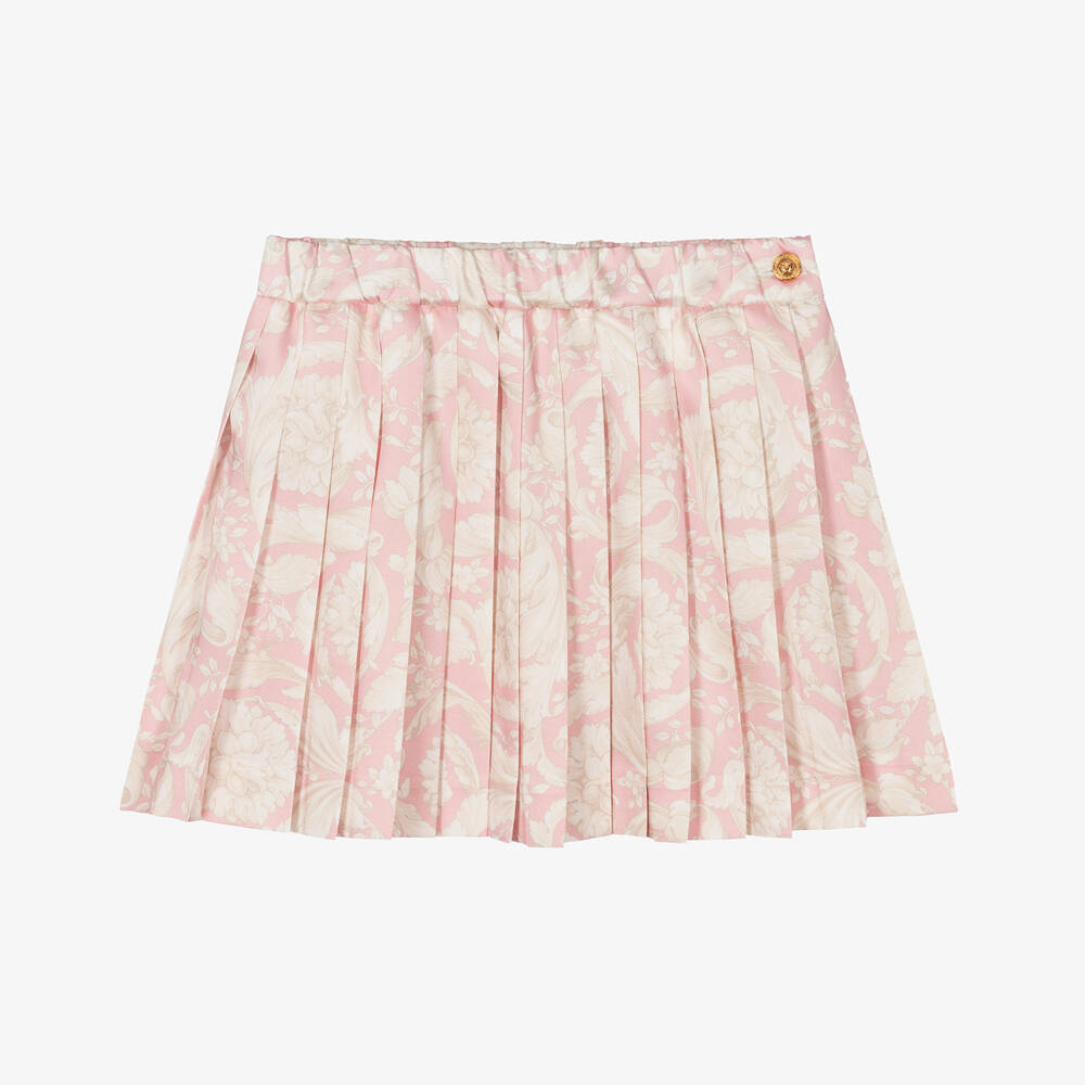 Versace - Baby Girls Pink Barocco Pleated Skirt | Childrensalon