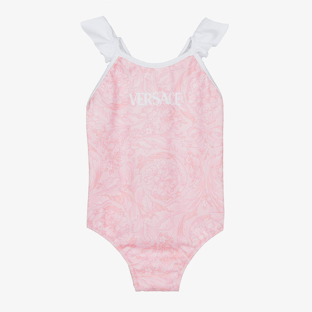 Versace - Baby Girls Pink Barocco Swimsuit | Childrensalon