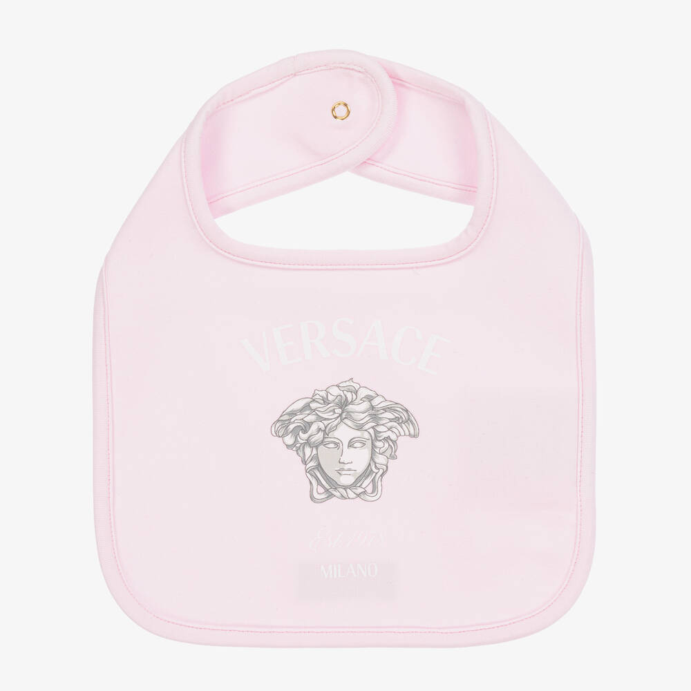 Versace - Baby Girls Pink Cotton Bib | Childrensalon