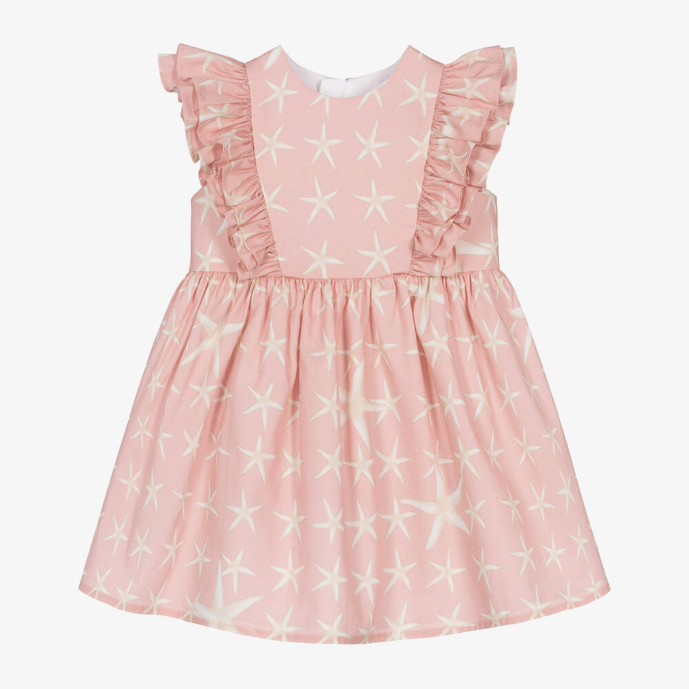 Versace - Baby Girls Pink Cotton Stella Marina Dress | Childrensalon