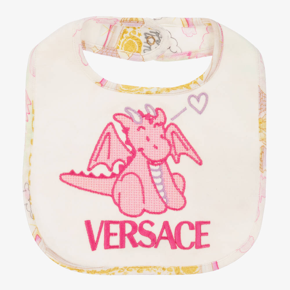 Versace - Bavoir rose dragon bébé fille | Childrensalon