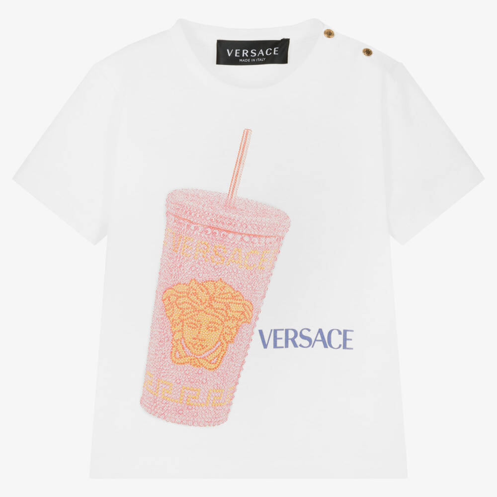 Versace - Baby Girls White Cotton Medusa T-Shirt | Childrensalon