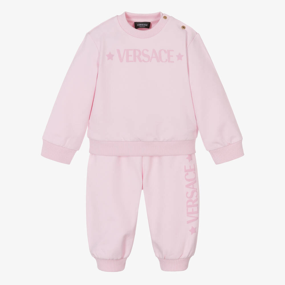 Versace - بدلة رياضية قطن جيرسي لون زهري فاتح للمولودات | Childrensalon