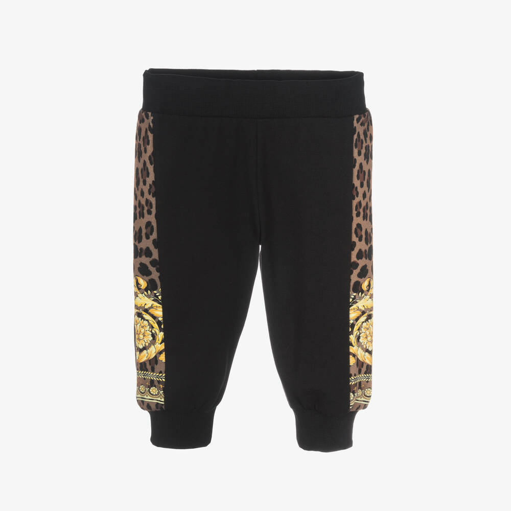 Versace - Black Cotton Wild Barocco Joggers | Childrensalon