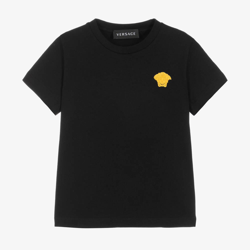 Versace - T-shirt noir et doré en coton Medusa | Childrensalon