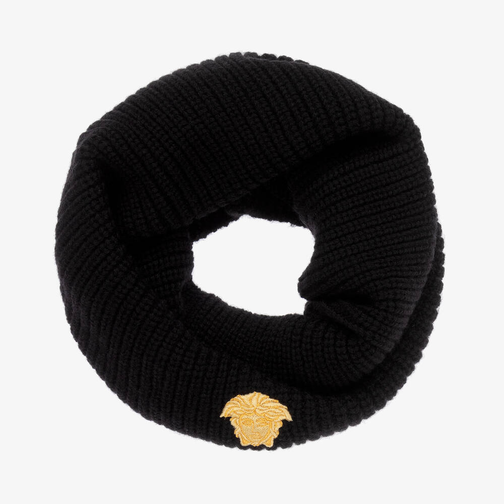 Shop Versace Black Knitted Wool Snood