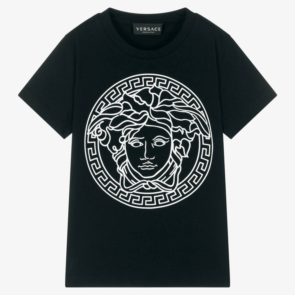 Versace - Schwarzes Medusa Baumwoll-T-Shirt | Childrensalon