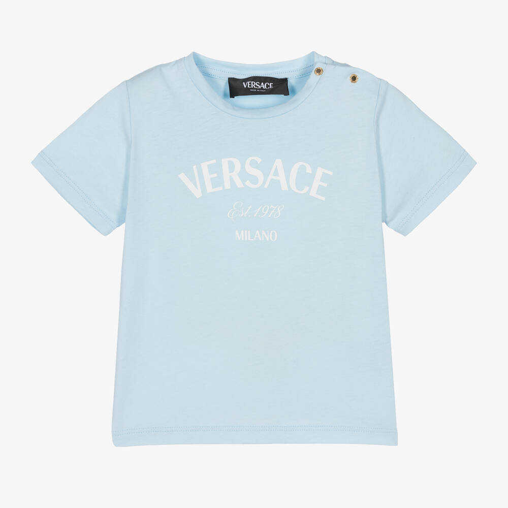 Versace - Blue Cotton Baby T-Shirt | Childrensalon
