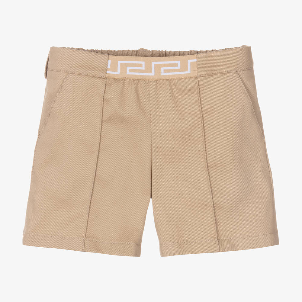 Versace - Boys Beige Cotton Twill Shorts | Childrensalon