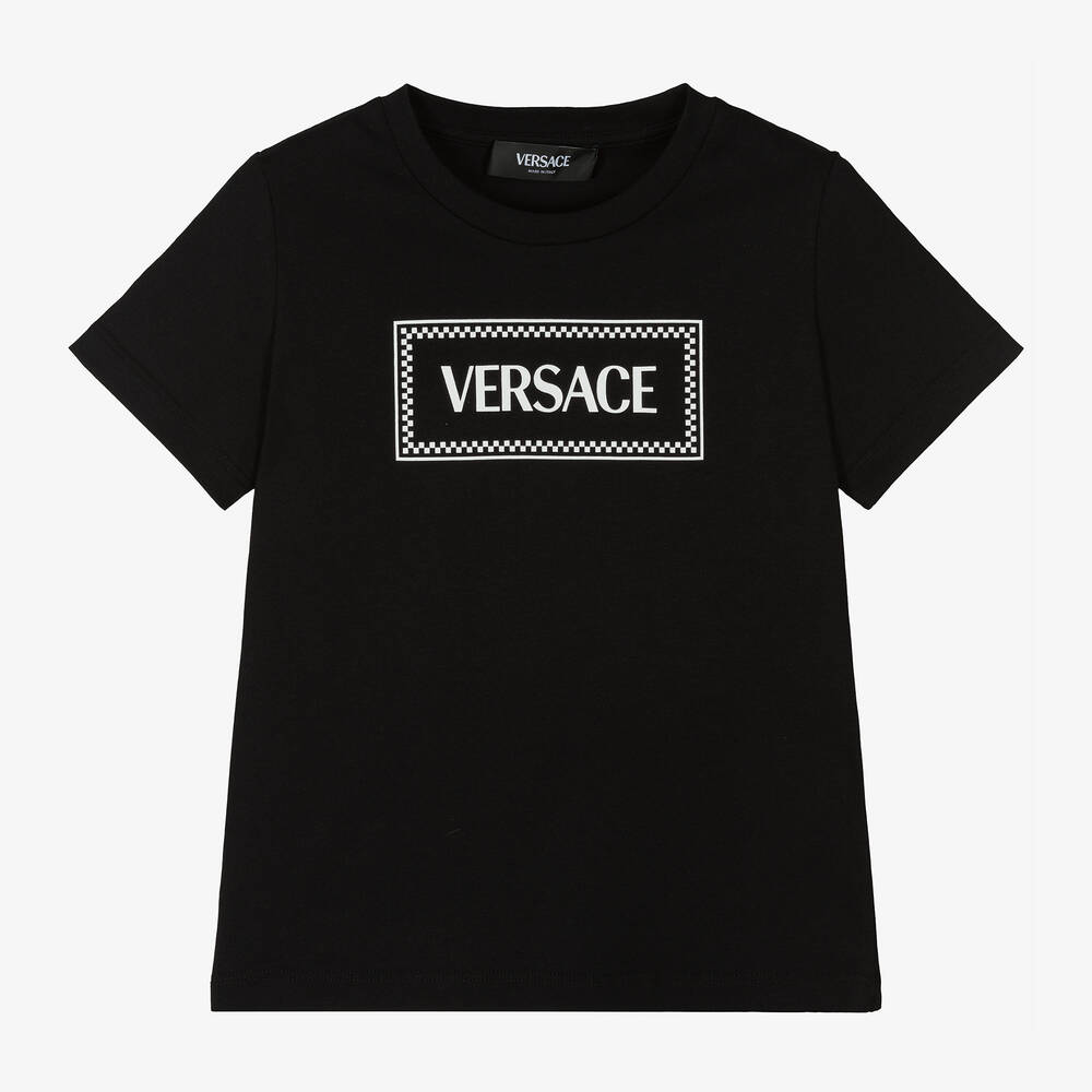 Shop Versace Boys Black Cotton T-shirt