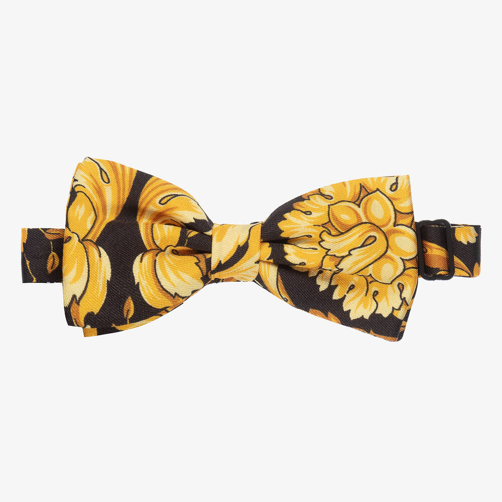 Versace - Черно-золотистый галстук-бабочка с принтом Barocco (10см) | Childrensalon