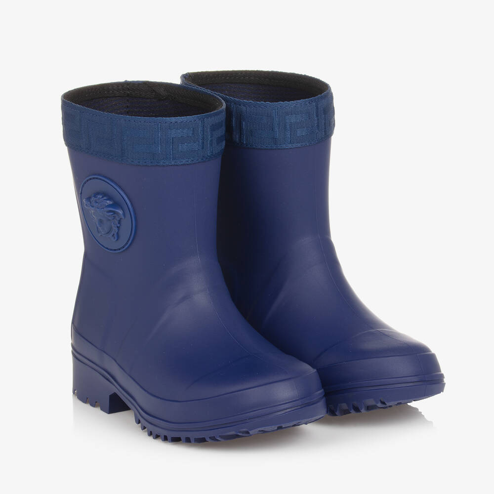 Versace Kids' Boys Blue Medusa Rain Boots