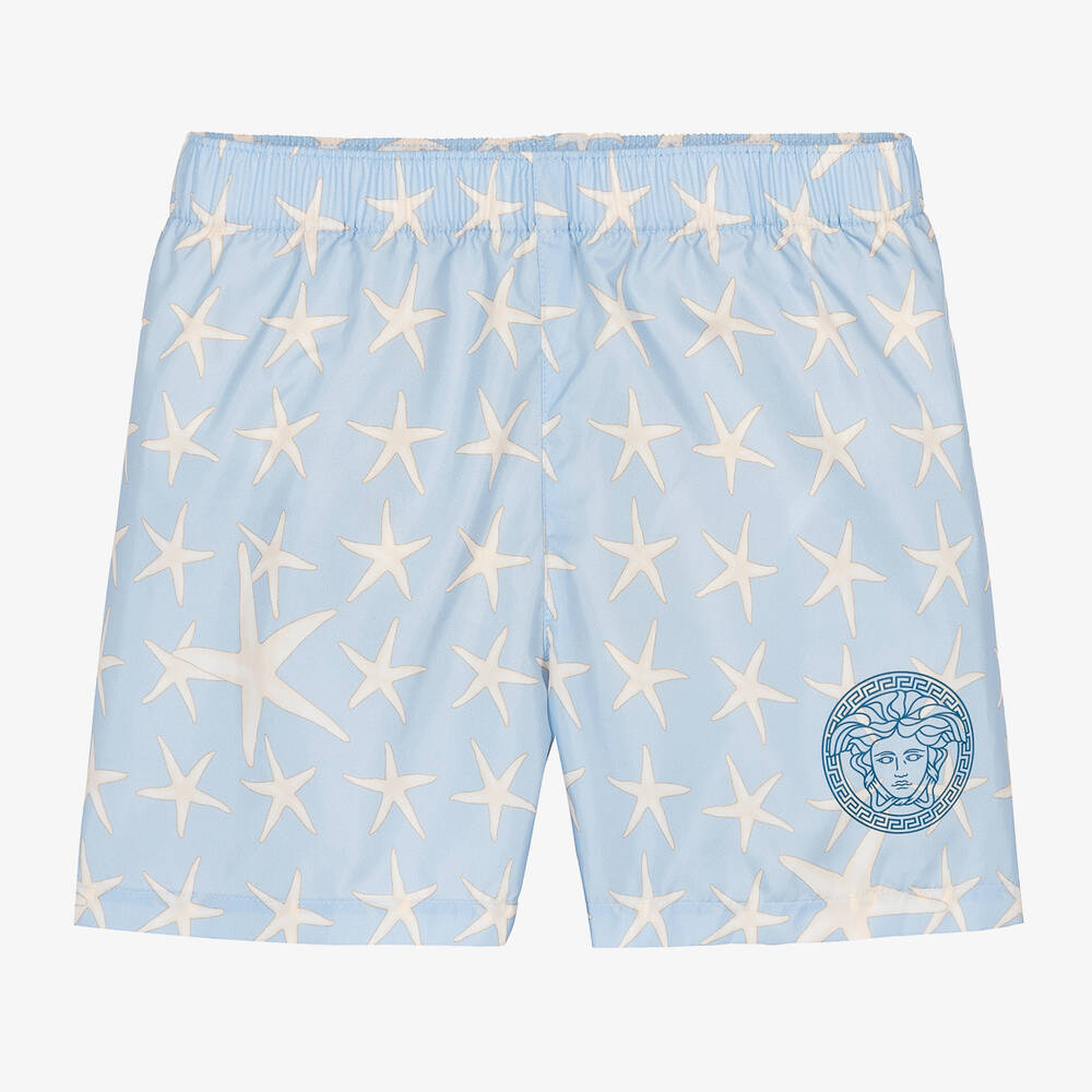 Versace - Boys Blue Stella Marina Swim Shorts | Childrensalon