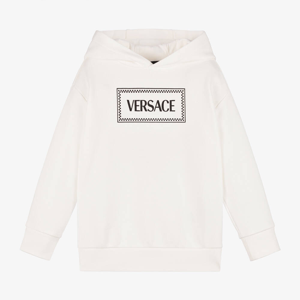Versace - Boys White Cotton Hoodie | Childrensalon