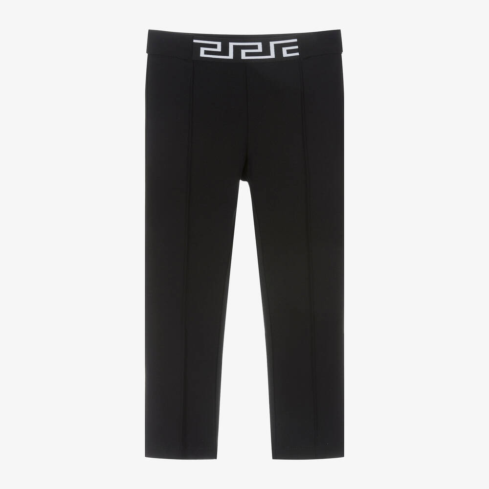 Versace - Черные хлопковые брюки Greca для девочек | Childrensalon