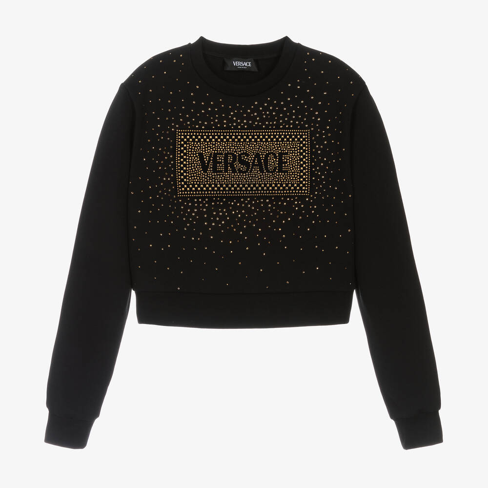 Versace -  سويتشيرت قطن لون أسود للبنات | Childrensalon