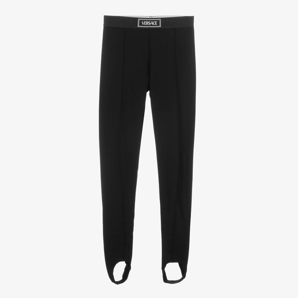 Versace - Girls Black Milano Jersey Stirrup Leggings | Childrensalon