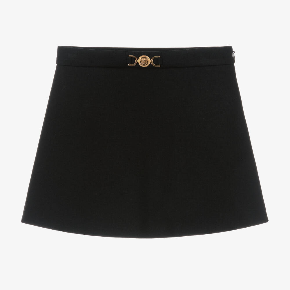 Shop Versace Girls Black Viscose Milano Jersey Skirt