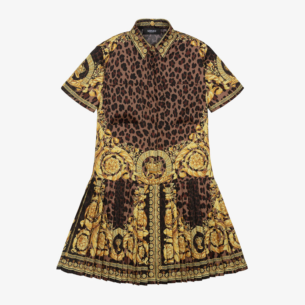 Versace - Girls Gold Wild Barocco Dress  | Childrensalon