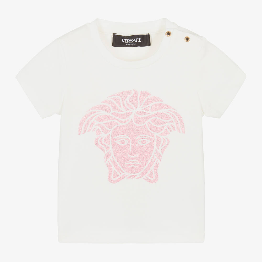 Versace - T-shirt ivoire en coton Medusa fille | Childrensalon