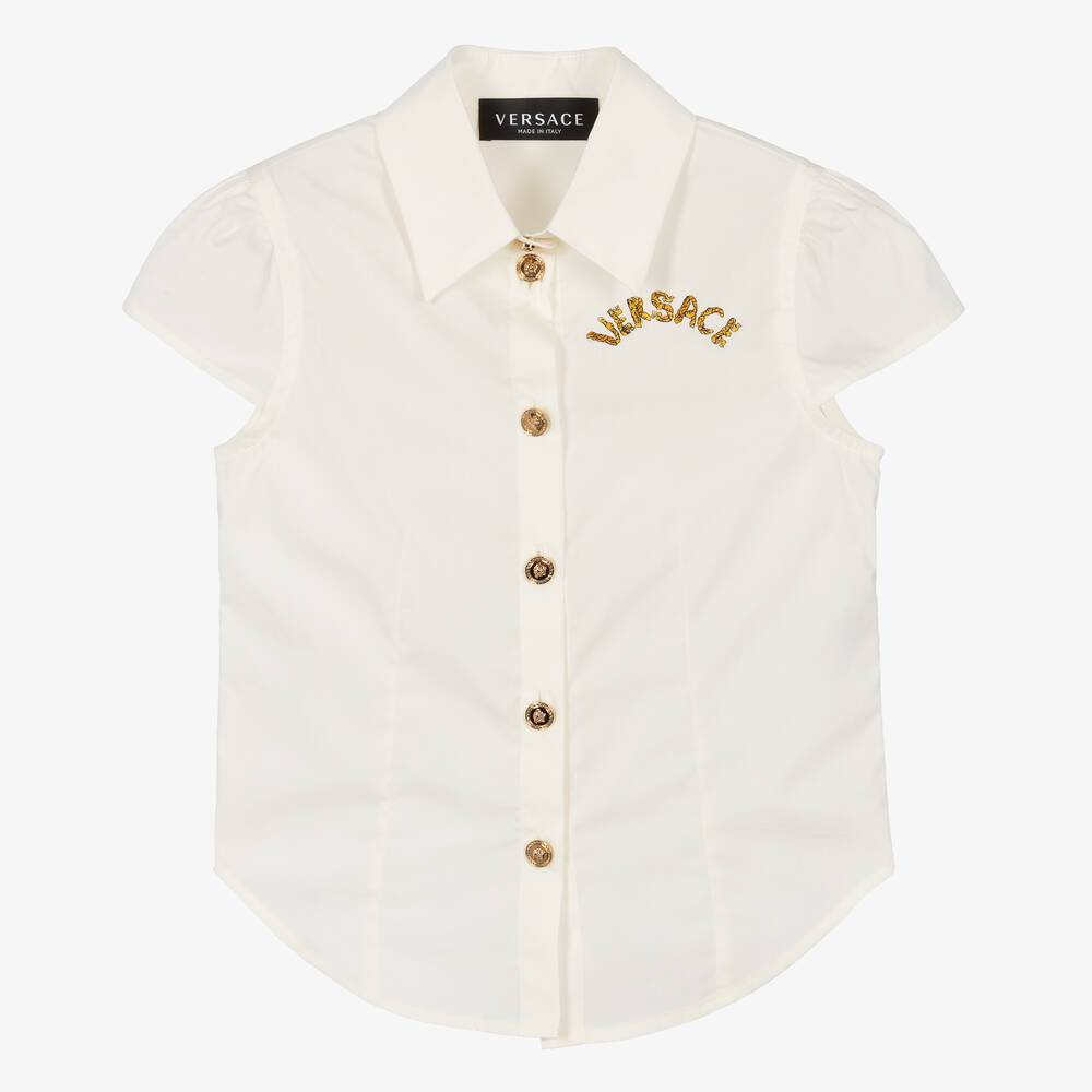 Versace Babies' Girls Ivory Cotton Poplin Shirt