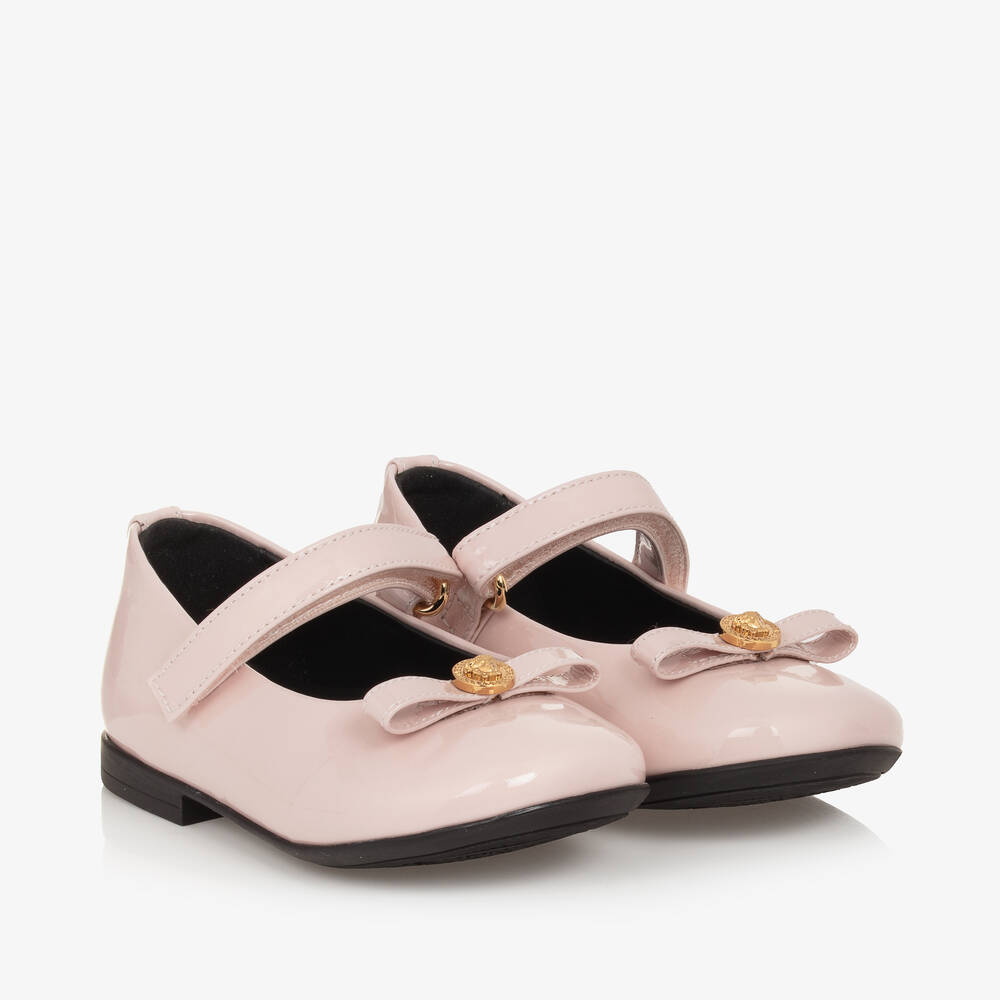 Versace - Girls Pale Pink Patent Leather Shoes | Childrensalon