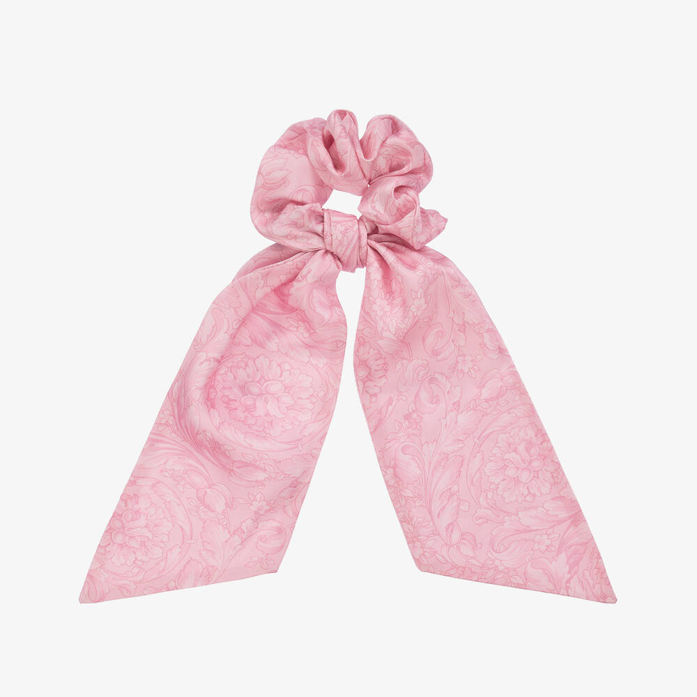 Versace - Girls Pink Barocco Print Hair Scrunchie | Childrensalon