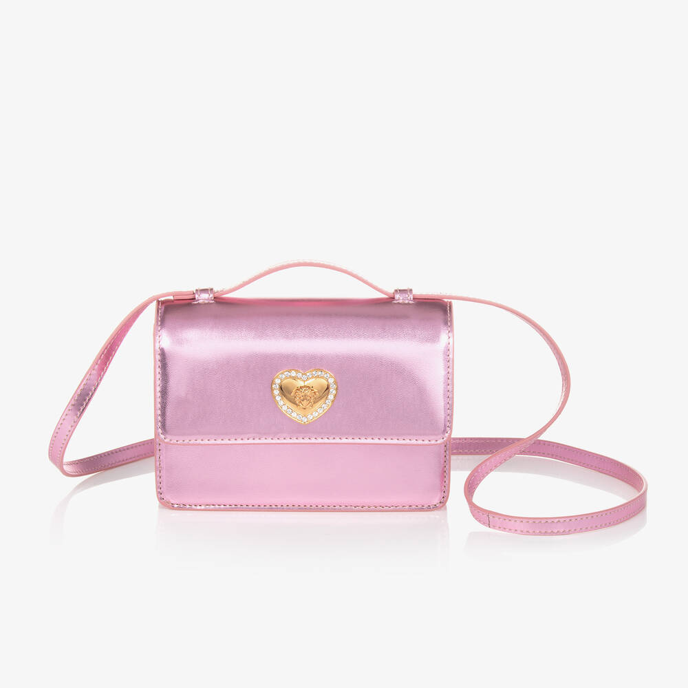 Versace - Girls Pink Leather Medusa Handbag (17cm) | Childrensalon