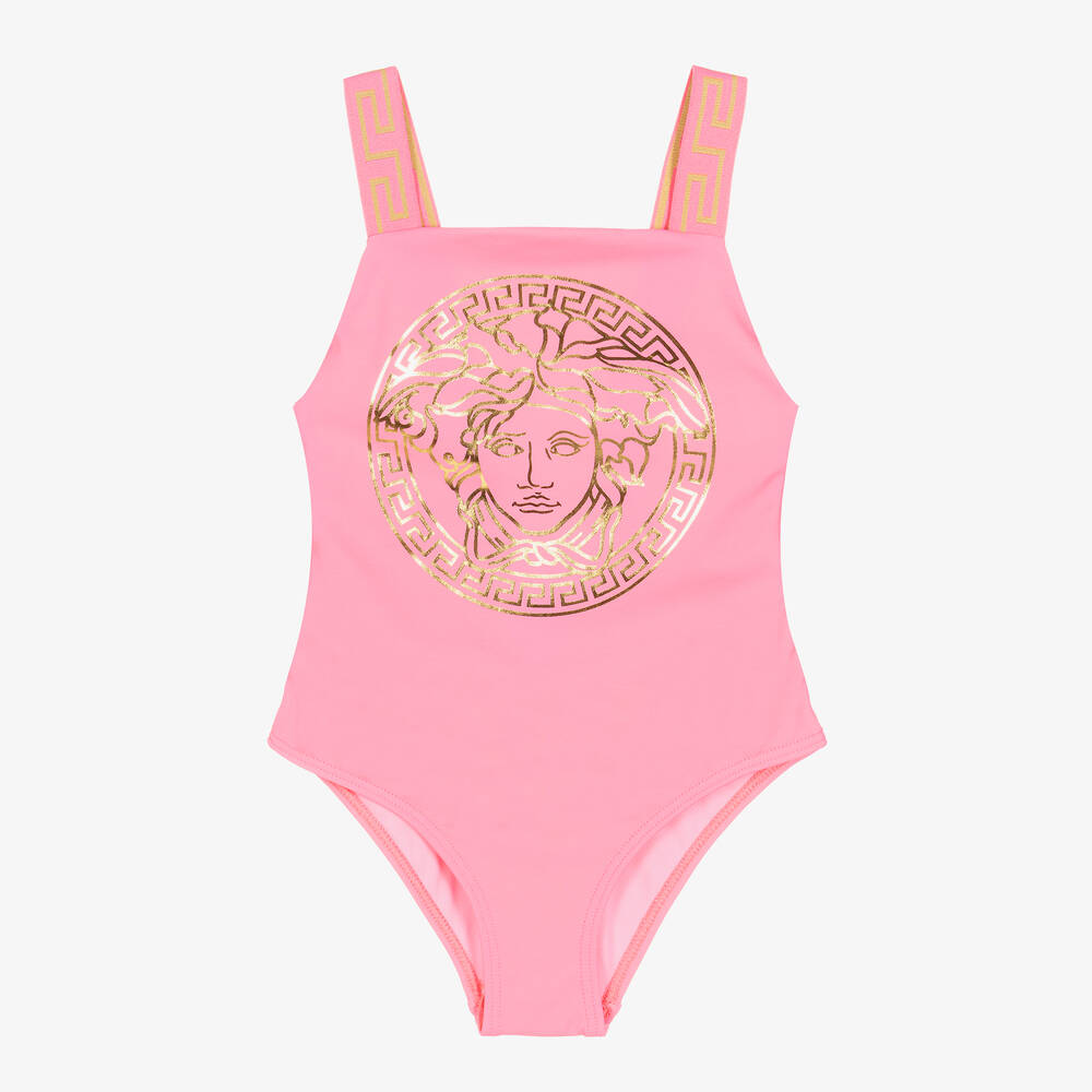 Versace - Girls Pink Medusa Swimsuit | Childrensalon