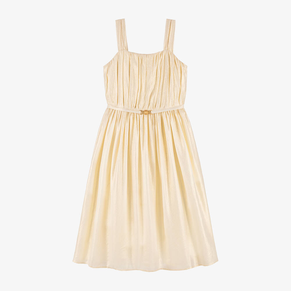 Versace -  فستان حرير لون ذهبي براق | Childrensalon