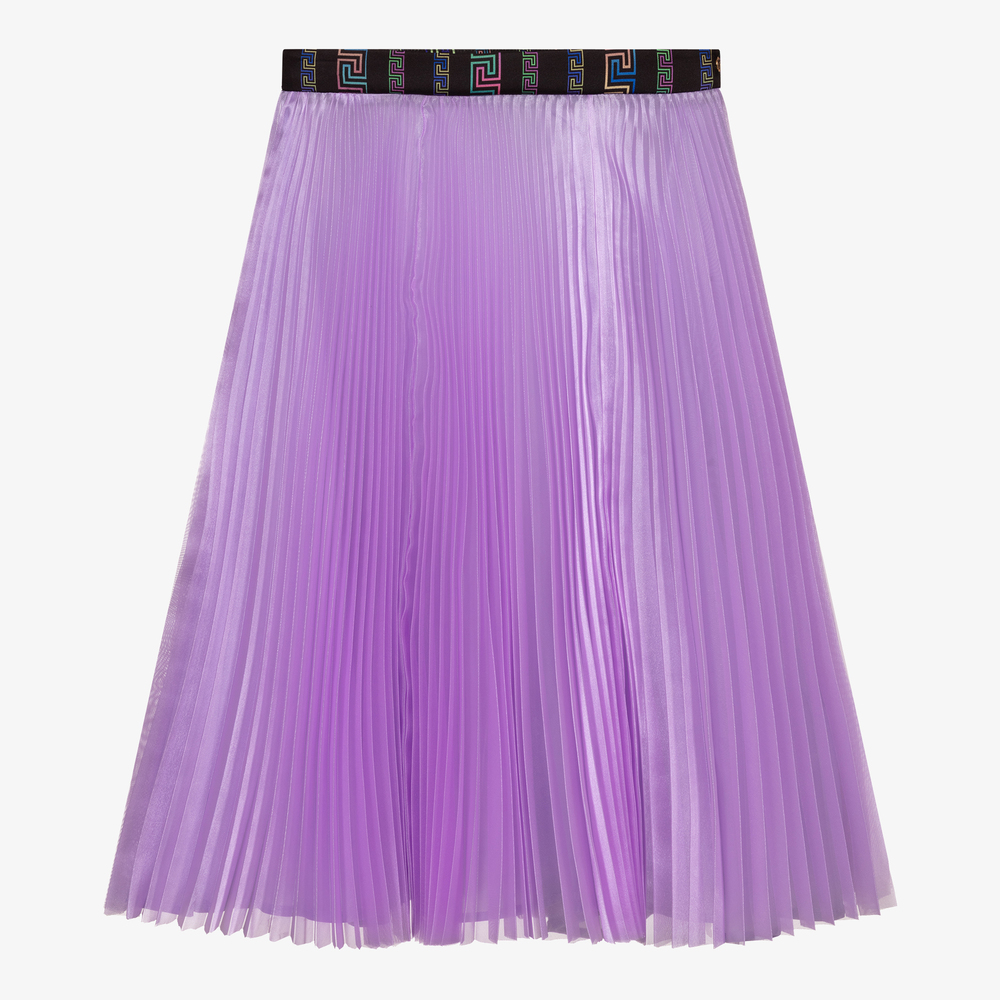 Versace Kids' Girls Greca Neon Organza Skirt In Purple