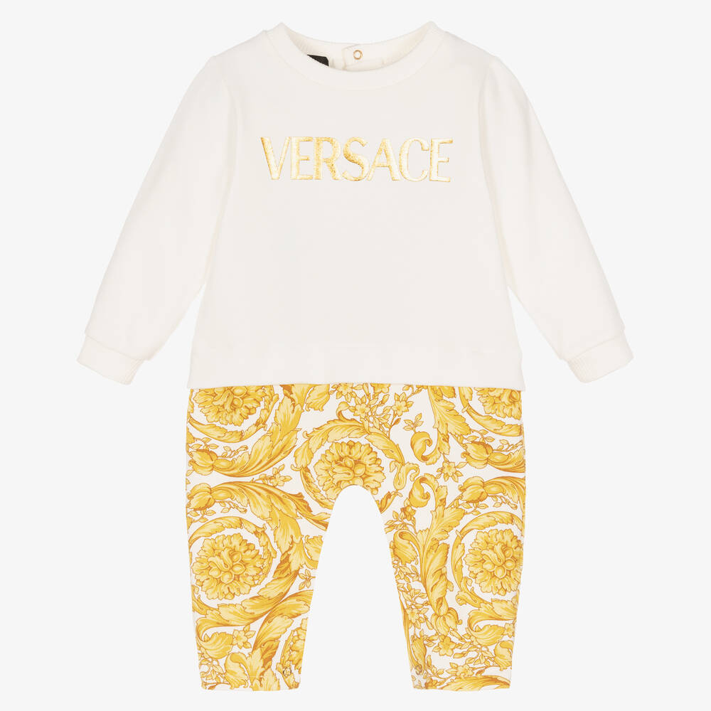 Versace - Ivory & Gold Barocco Romper | Childrensalon